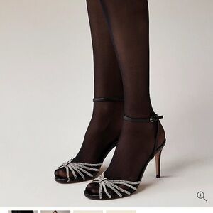 J. Crew Black Heels with Silver Accents